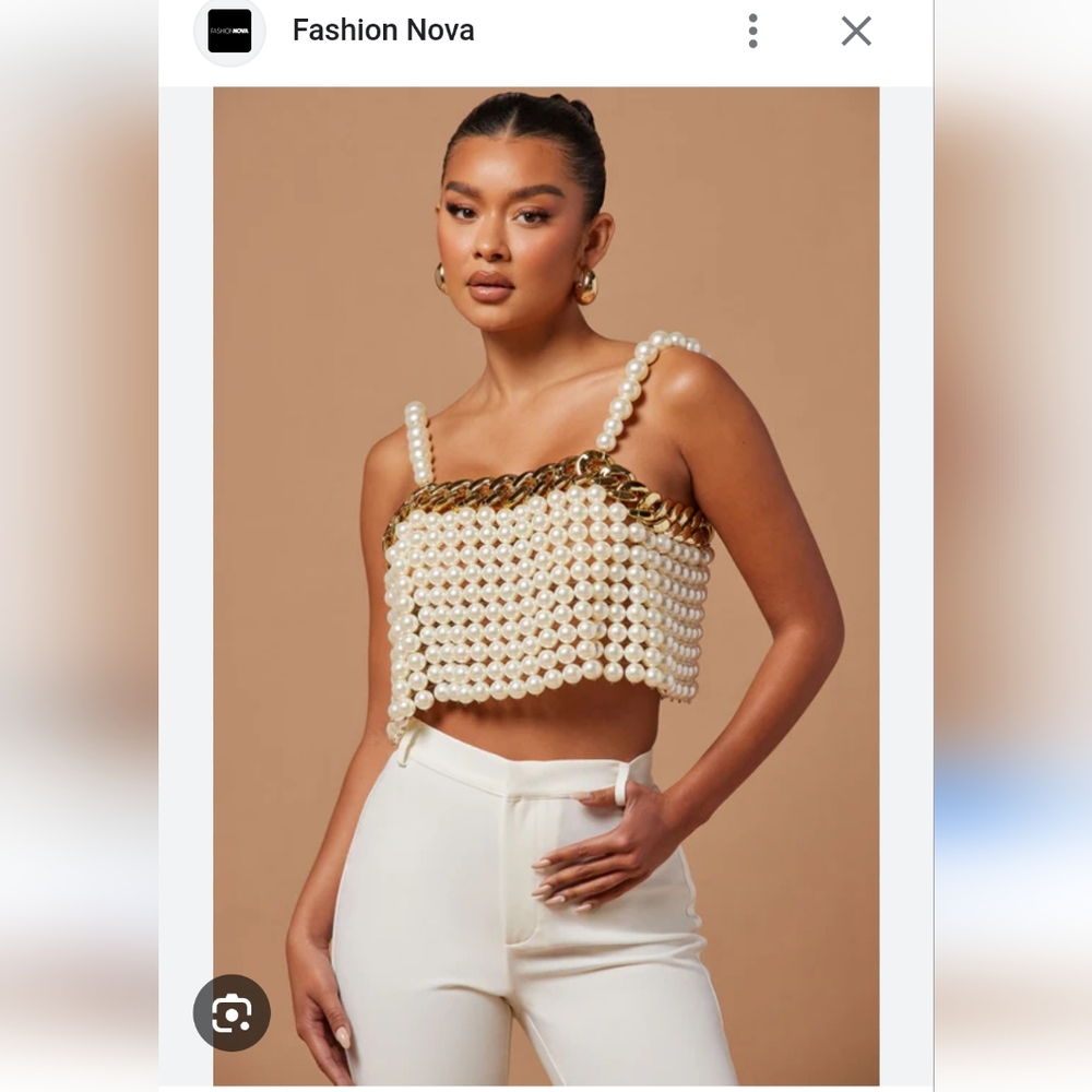 Fashion Nova Pearl and Gold Women's Top